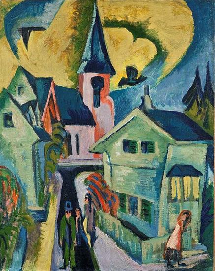 Ernst Ludwig Kirchner Konigstein with red church Norge oil painting art